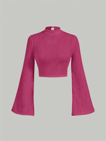 Printed Sexy Lace Thick Long Sleeved T-shirt Knitted Sweater - Gizmo Galaxy