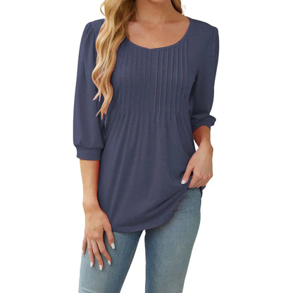 Round Neck Drawstring Half Sleeve Women's T-shirt Tops - Gizmo Galaxy