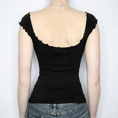 Lace Chest-shaped Waist-tight Exposed Back Short-sleeved Slimming Top - Gizmo Galaxy