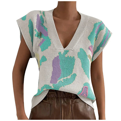 Knitted Vest V-neck Thread Jacquard Vest - Gizmo Galaxy