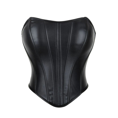 Leather Shaping Chest-wrapped Off-shoulder Vest - Gizmo Galaxy