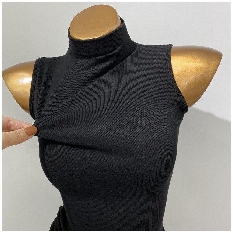 Korean Style Half Turtleneck Sleeveless Vest Top - Gizmo Galaxy
