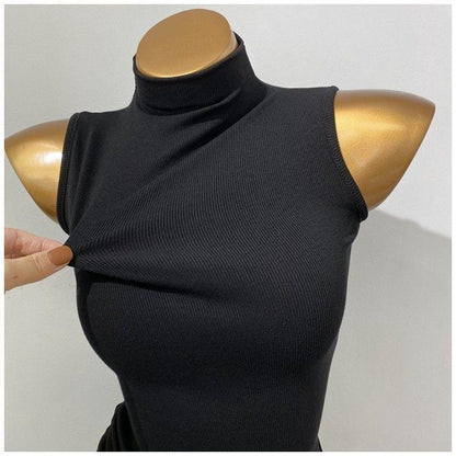 Korean Style Half Turtleneck Sleeveless Vest Top - Gizmo Galaxy