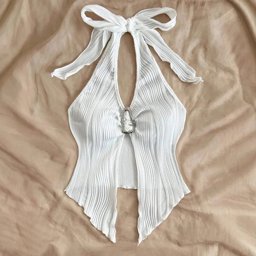 Casual Lace Up Metal Buckle Fit Asymmetric Hem Vest - Gizmo Galaxy