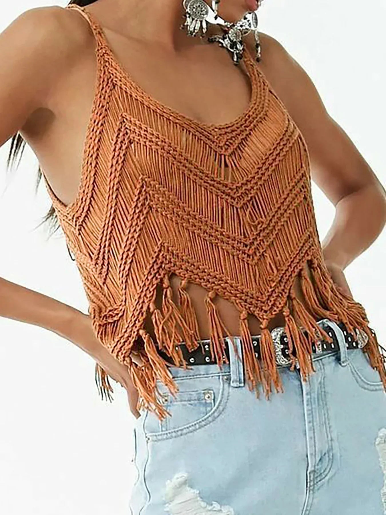 Women's Knitwear Tassel Pullover Hollow Out - Gizmo Galaxy