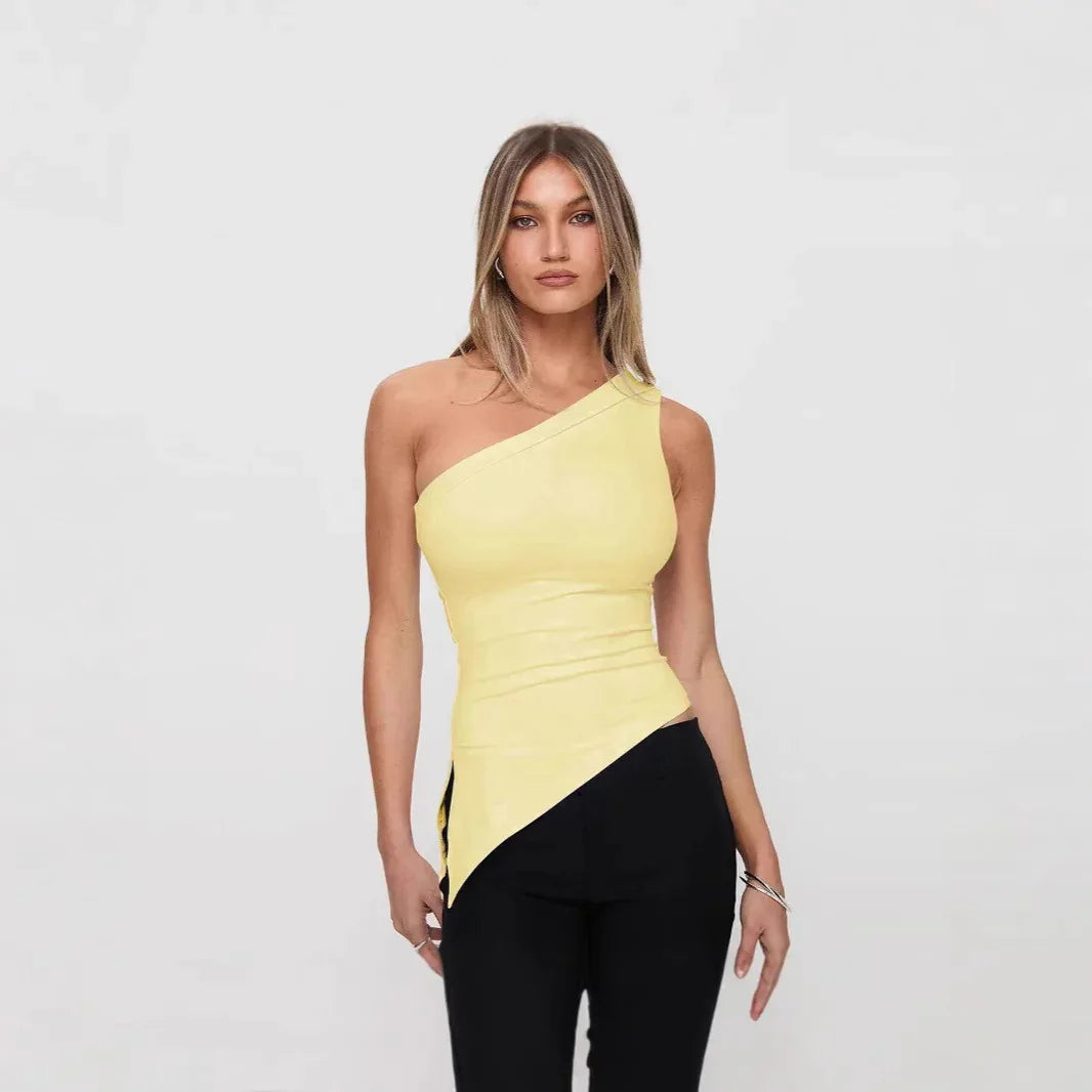 Women's Irregular Slit Design High-grade Top - Gizmo Galaxy