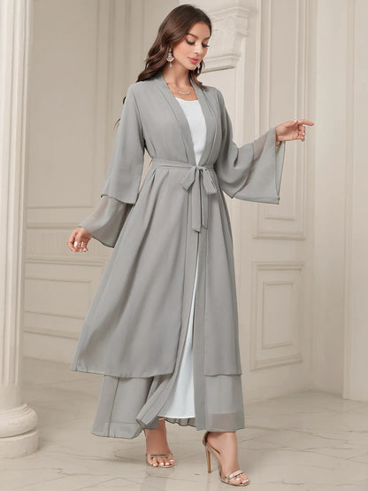 Middle East Solid Color Chiffon Plus Size Women's Gauze Robe - Gizmo Galaxy