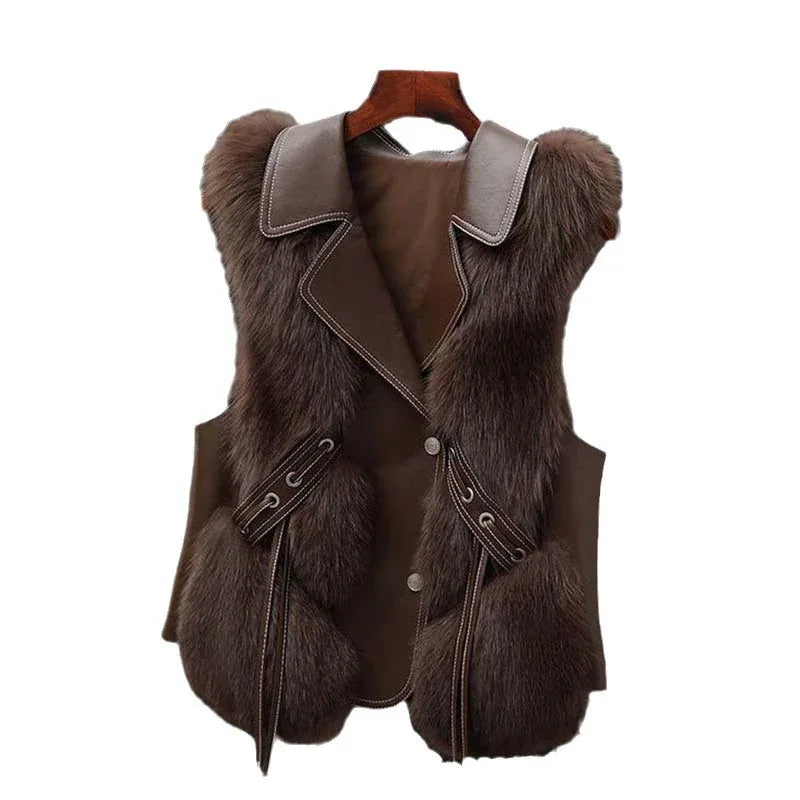 Fur Vests Coat Short Fox Vest - Gizmo Galaxy
