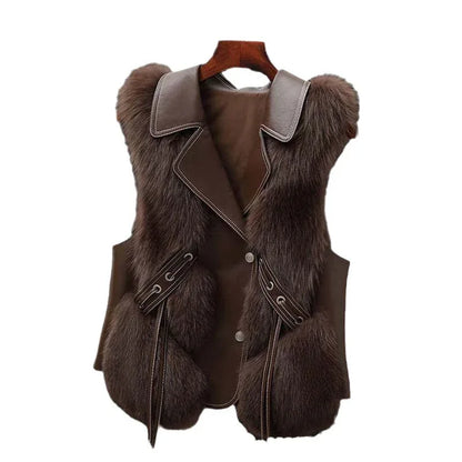 Fur Vests Coat Short Fox Vest - Gizmo Galaxy