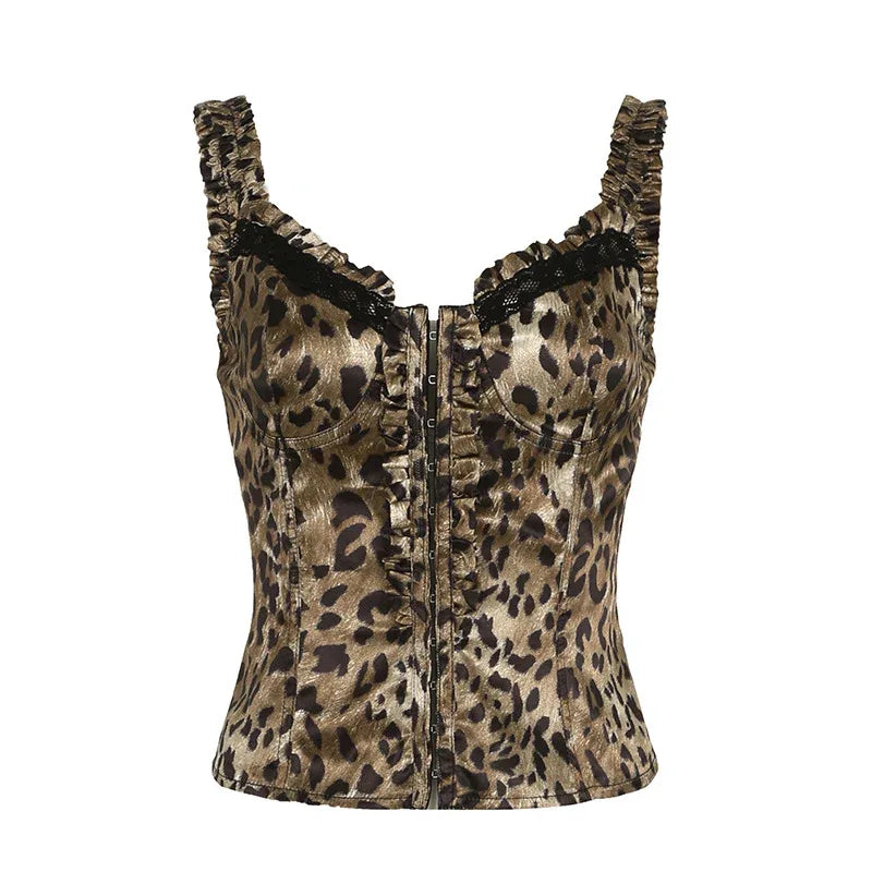 Women's Fashionable Leopard Print Waist-tight Vest - Gizmo Galaxy