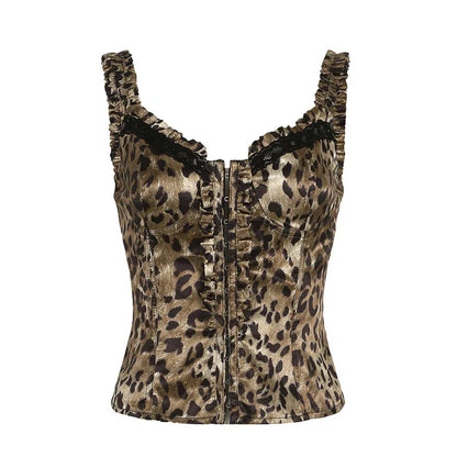 Women's Fashionable Leopard Print Waist-tight Vest - Gizmo Galaxy