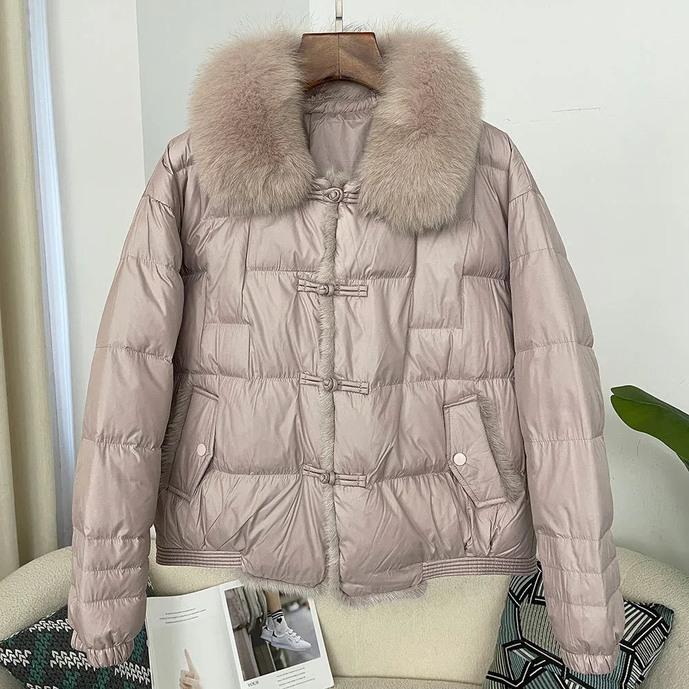 Down Jacket Short Loose Fashion Retro Patchwork Coat - Gizmo Galaxy