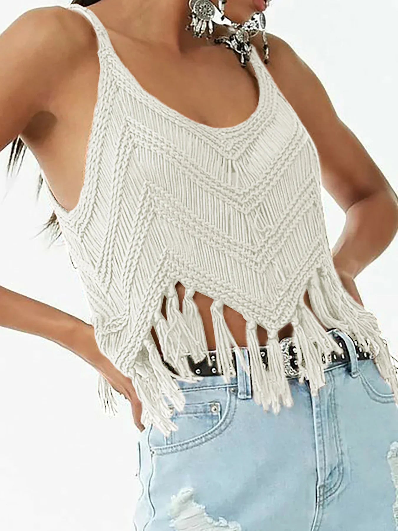 Women's Knitwear Tassel Pullover Hollow Out - Gizmo Galaxy