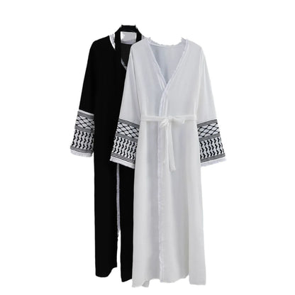 Elegant Cardigan Embroidered Muslim Dress Women's Robe - Gizmo Galaxy
