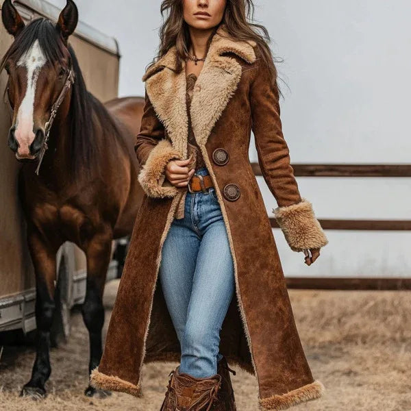 Denim Western Vintage Plush Warm Coat - Gizmo Galaxy