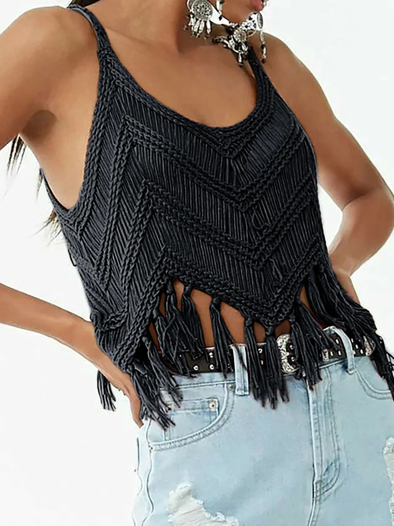 Women's Knitwear Tassel Pullover Hollow Out - Gizmo Galaxy