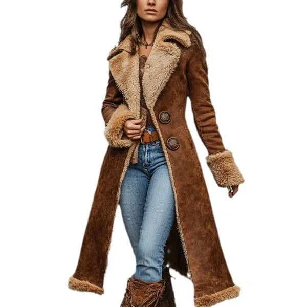 Denim Western Vintage Plush Warm Coat - Gizmo Galaxy