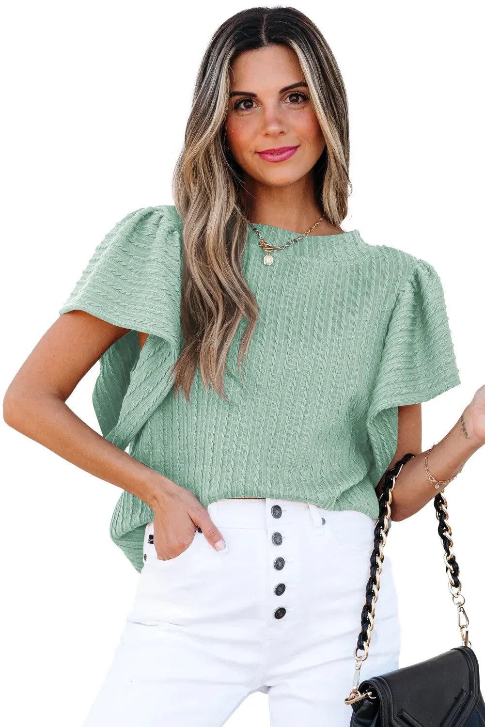 Women's Double-layer Ruffled Polyester Short-sleeved Round Neck T-shirt - Gizmo Galaxy