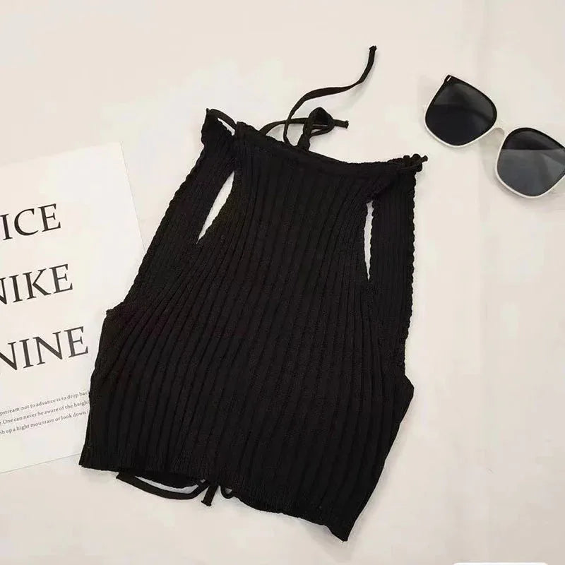 Summer New Women's Clothing Backless Slim Fit Thin Cross Straps Solid Color Camisole - Gizmo Galaxy