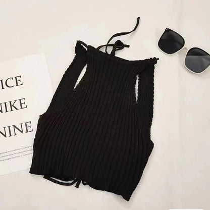 Summer New Women's Clothing Backless Slim Fit Thin Cross Straps Solid Color Camisole - Gizmo Galaxy