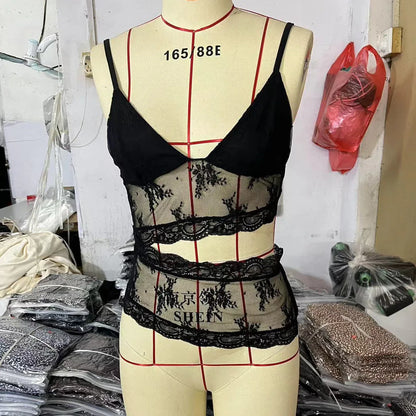 Lace Stitched Backless Small Sling Women V Neck Tank Top Underwear Vest Candy Color Bralette Clothes - Gizmo Galaxy