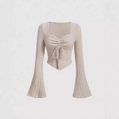 Printed Sexy Lace Thick Long Sleeved T-shirt Knitted Sweater - Gizmo Galaxy