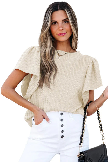 Women's Double-layer Ruffled Polyester Short-sleeved Round Neck T-shirt - Gizmo Galaxy