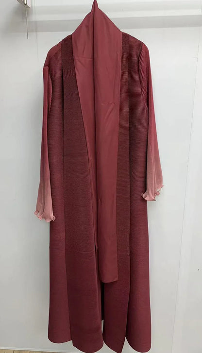 Pleated Long Shawl Women's Fashionable Elegant Gradient Cardigan - Gizmo Galaxy