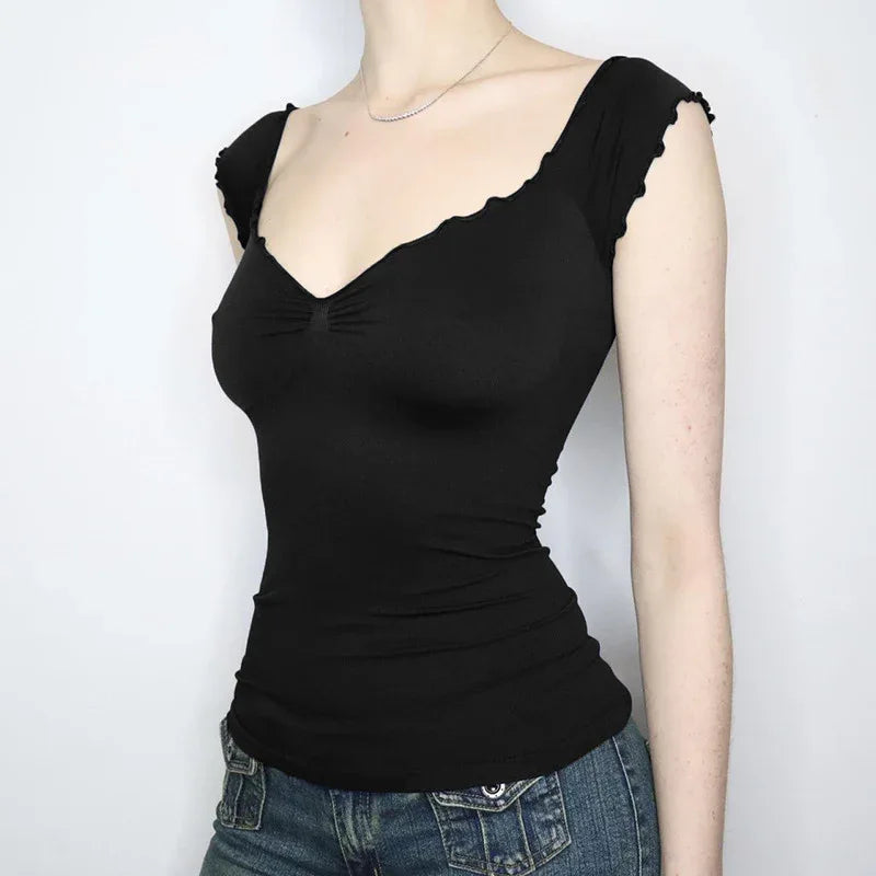 Lace Chest-shaped Waist-tight Exposed Back Short-sleeved Slimming Top - Gizmo Galaxy