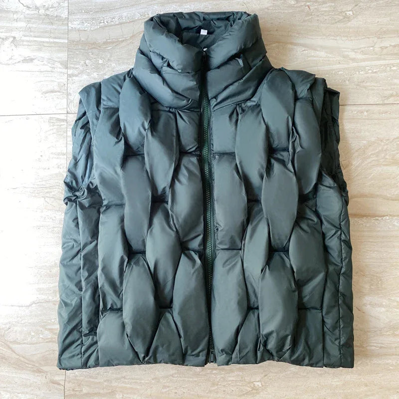 Fried Street Stand Collar Down Women's Cotton Vest - Gizmo Galaxy