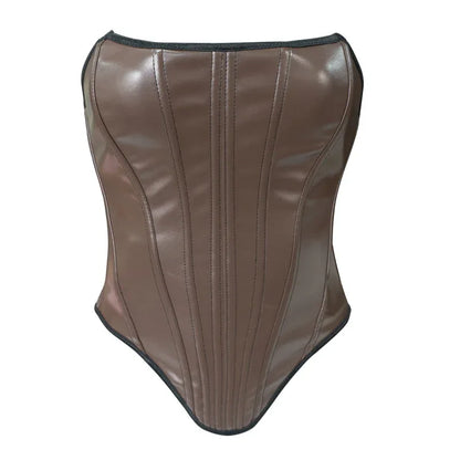 Leather Shaping Chest-wrapped Off-shoulder Vest - Gizmo Galaxy