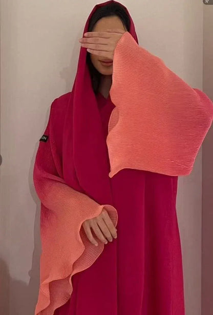 Pleated Long Shawl Women's Fashionable Elegant Gradient Cardigan - Gizmo Galaxy