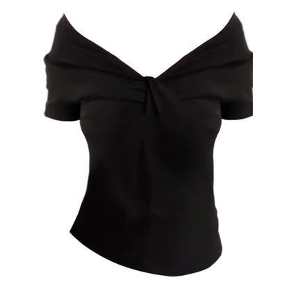New Slim-fit Slimming Two-way Top Off-shoulder T-shirt Women - Gizmo Galaxy