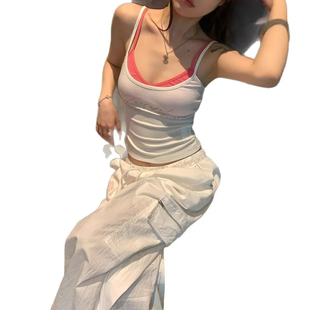 Retro Hot Girl Padded Strap Vest Women's Summer Top - Gizmo Galaxy