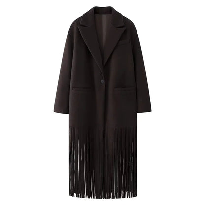 Women's Street Fashion Tassel Woolen Coat - Gizmo Galaxy