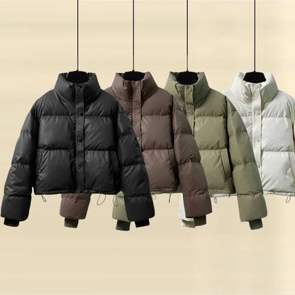 Wash-free PU Leather Cotton-padded Women's Short Thickened Small Cotton Coat Jacket - Gizmo Galaxy