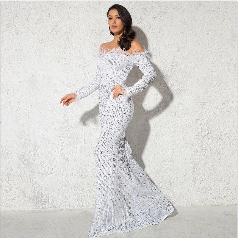 Off-the-shoulder Fishtail Party Formal Dress - Gizmo Galaxy