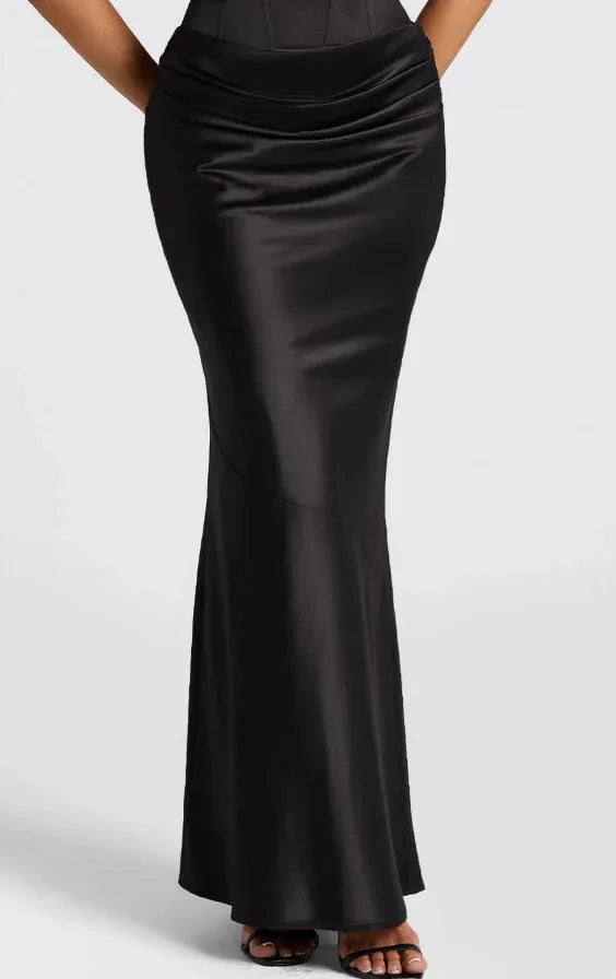 Hot Drill Temperament Spicy Girl Strappy Sexy Bustier Tight Top Long Satin Skirt - Gizmo Galaxy