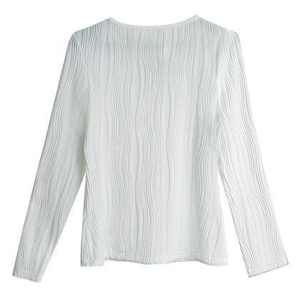 Ladies' Hollowed Out Heart-shaped Chain Decorative Texture Casual Top - Gizmo Galaxy