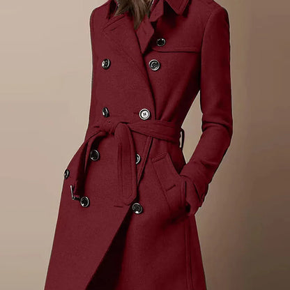 Double Breasted Casual Woolen Coat Women's Clothing - Gizmo Galaxy