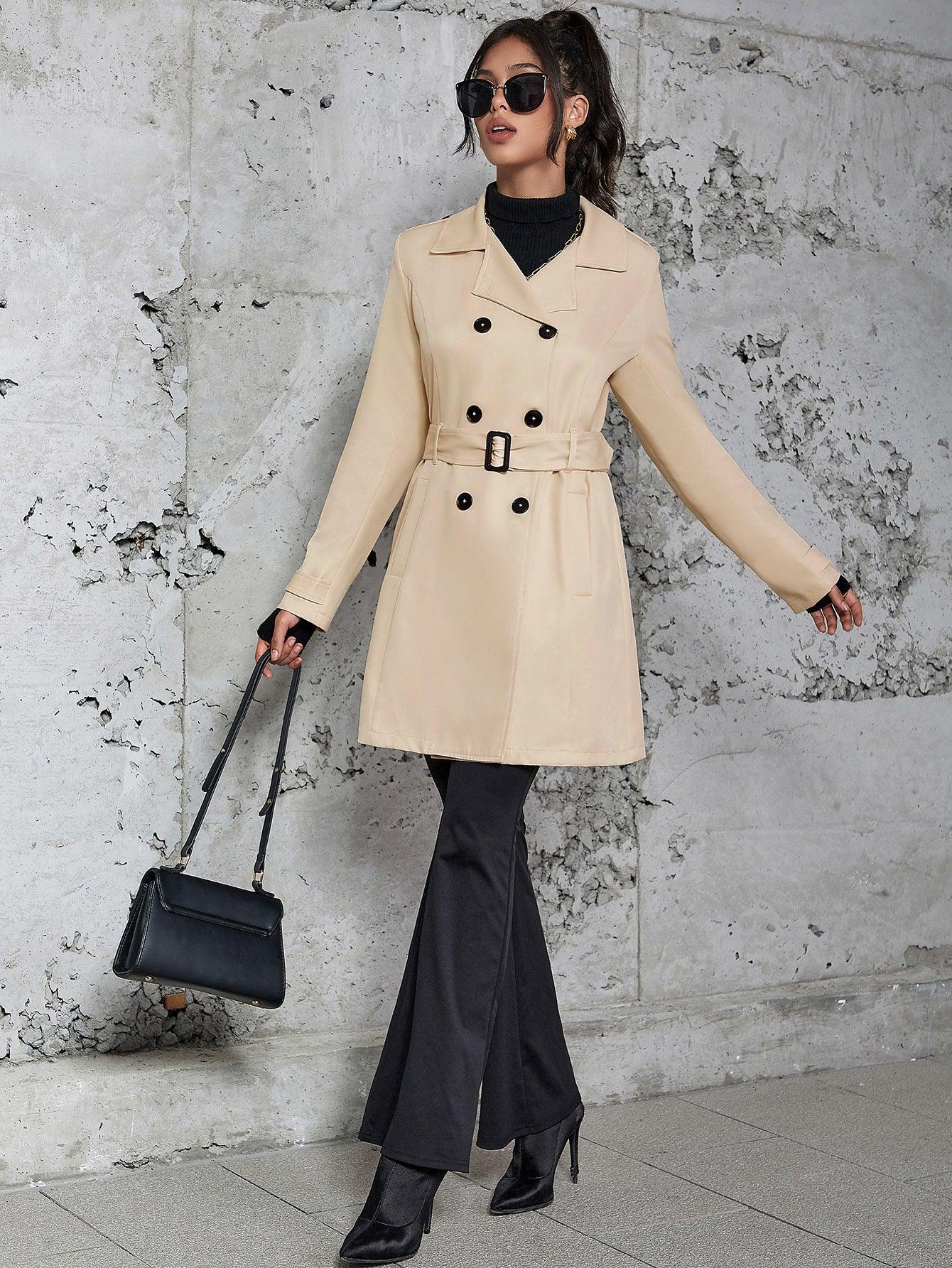 Women's Mid-length Trench Coat British Style Coat - Gizmo Galaxy