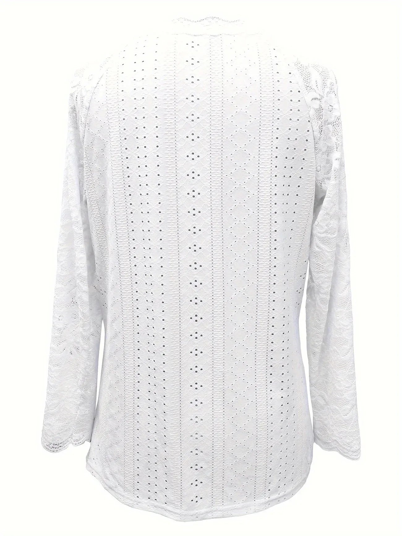 Contrast Lace V-neck Eyelet T-Shirt - Gizmo Galaxy