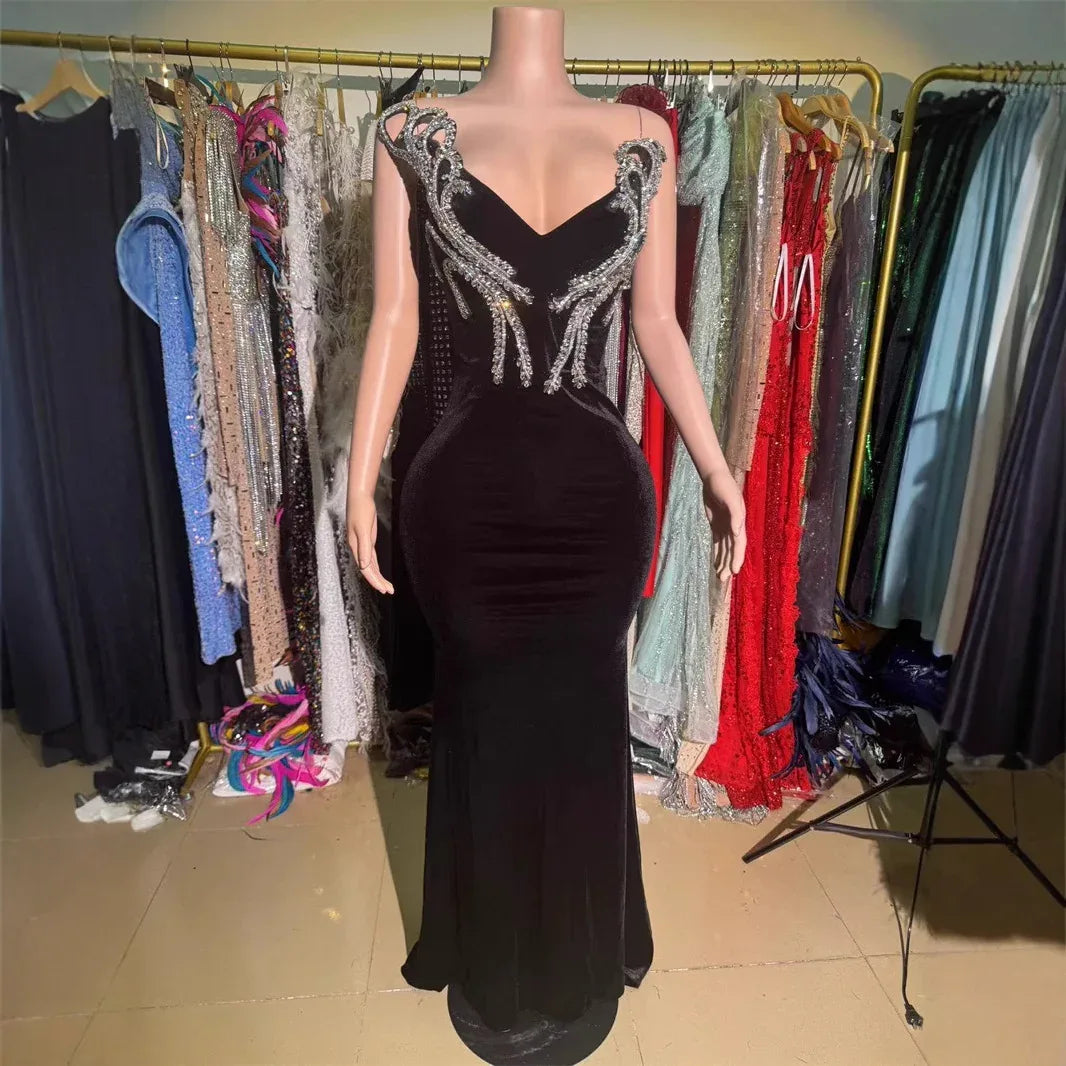 Black Bandeau Slim-fit Skinny Long And Ground Dress - Gizmo Galaxy