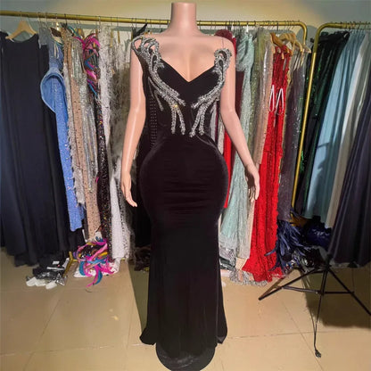 Black Bandeau Slim-fit Skinny Long And Ground Dress - Gizmo Galaxy
