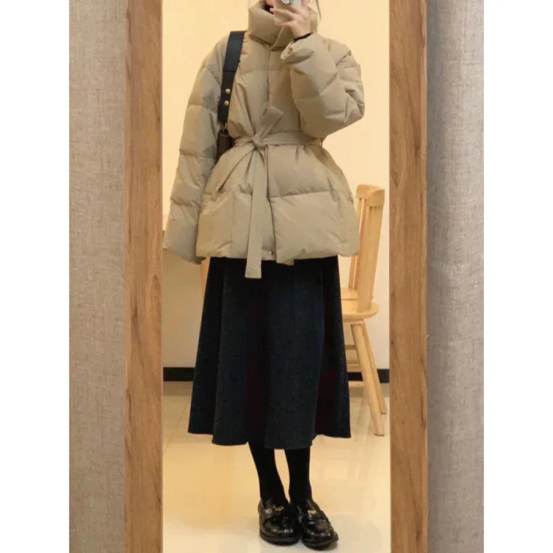 Waist-controlled Lace-up Cotton Coat Jacket Women - Gizmo Galaxy