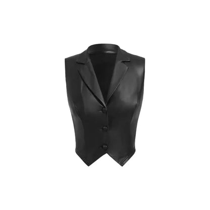 Leather Suit Collar Short Shipment Button Vest - Gizmo Galaxy