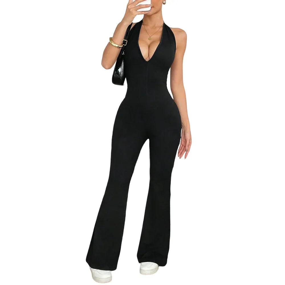 Sheer Hollowed-Out Beautiful-Back Bodycon Jumpsuit Summer New Arrival One-Piece Jumpsuit Butt-Lifting Sports & Fitness Jumpsuit - Gizmo Galaxy