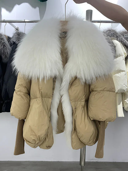 Slimming Loose Temperament Western Style Down Fur Coat - Gizmo Galaxy