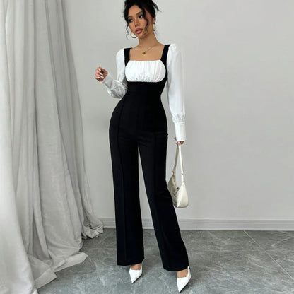 Long-sleeve Color-block Jumpsuit With Pants - Gizmo Galaxy