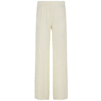 Resort-style Textured Hollow-out Loose-fitting Solid-color Casual Pants - Gizmo Galaxy